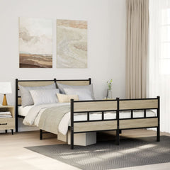 Metal Bed Frame without Mattress Sonoma Oak Length 200 cm with Headboard & Footboard 140 cm