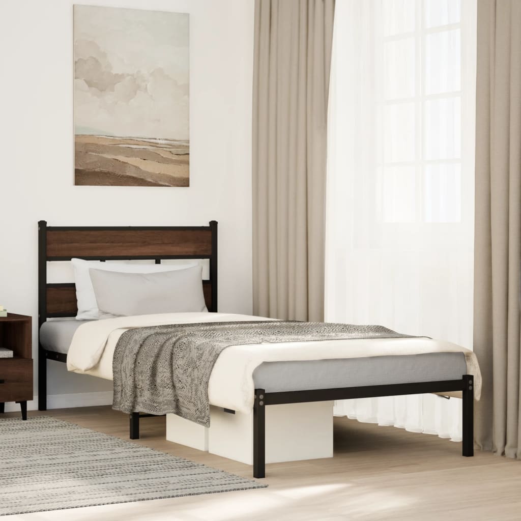 vidaXL Bed Frame without Mattress with Headboard Brown Oak 80x200 cm 1