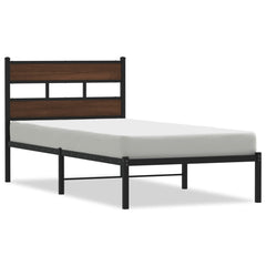 vidaXL Bed Frame without Mattress with Headboard Brown Oak 90x190 cm Single 2