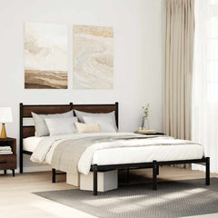 vidaXL Bed Frame without Mattress Brown Oak Length 200 cm with Headboard