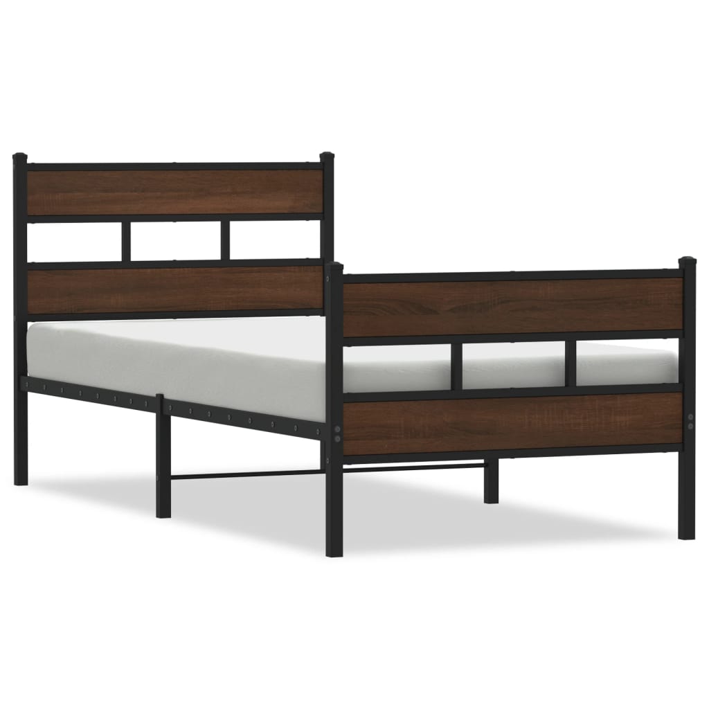 Bed Frame without Mattress Brown Oak Length 200 cm with Headboard & Footboard 80 cm