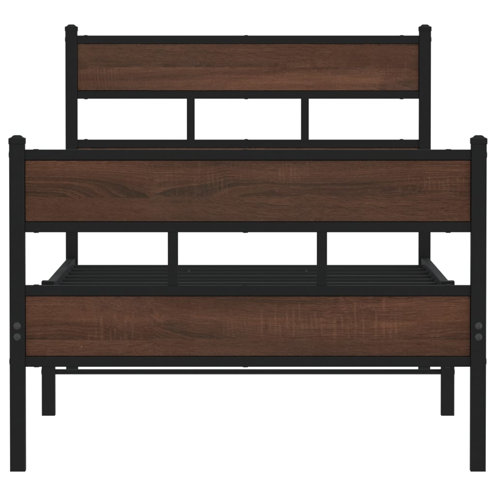 Bed Frame without Mattress Brown Oak Length 200 cm with Headboard & Footboard 80 cm