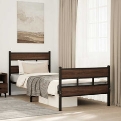 Bed Frame without Mattress Brown Oak Length 190 cm with Headboard & Footboard 100 cm