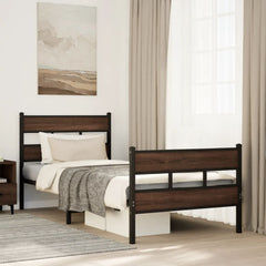 Bed Frame without Mattress Brown Oak Length 200 cm with Headboard & Footboard 100 cm