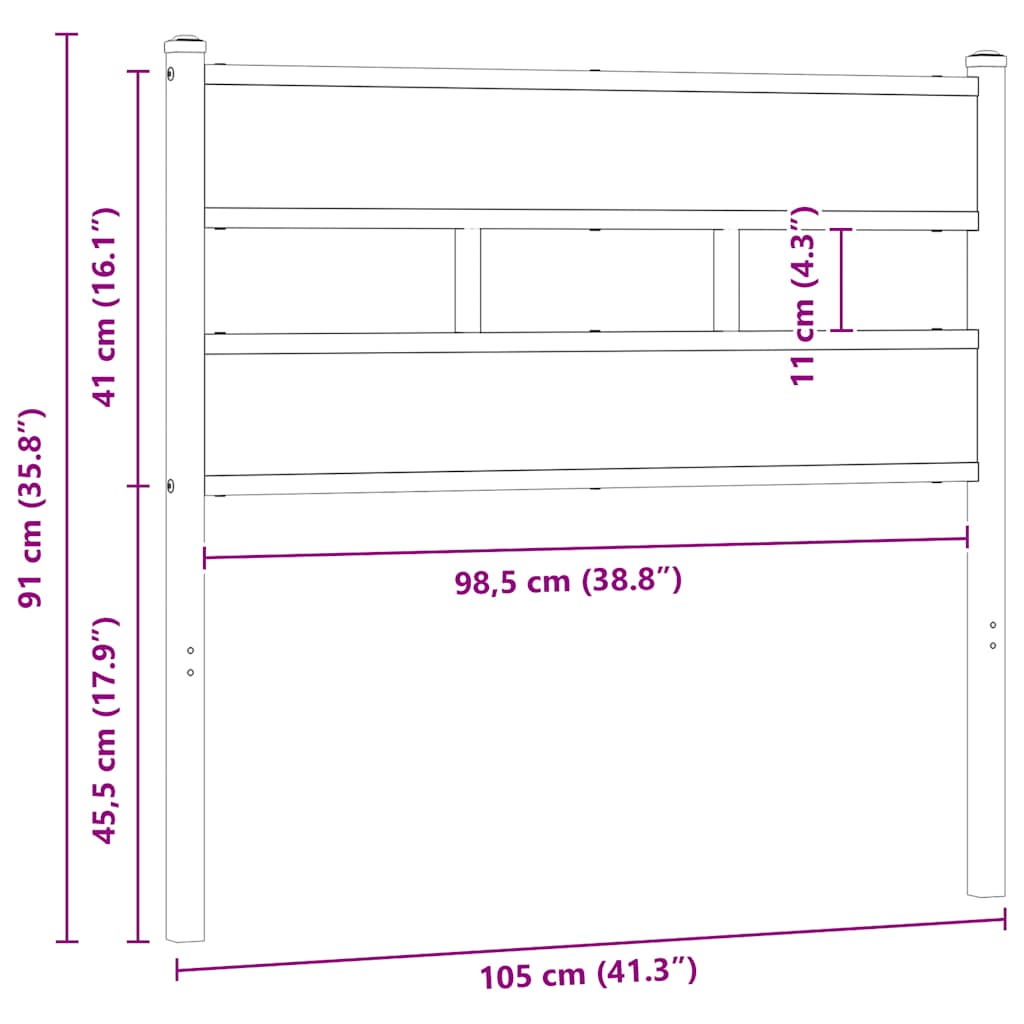 vidaXL Replace Headboard Brown Oak 100 cm Steel and Engineered Wood 6