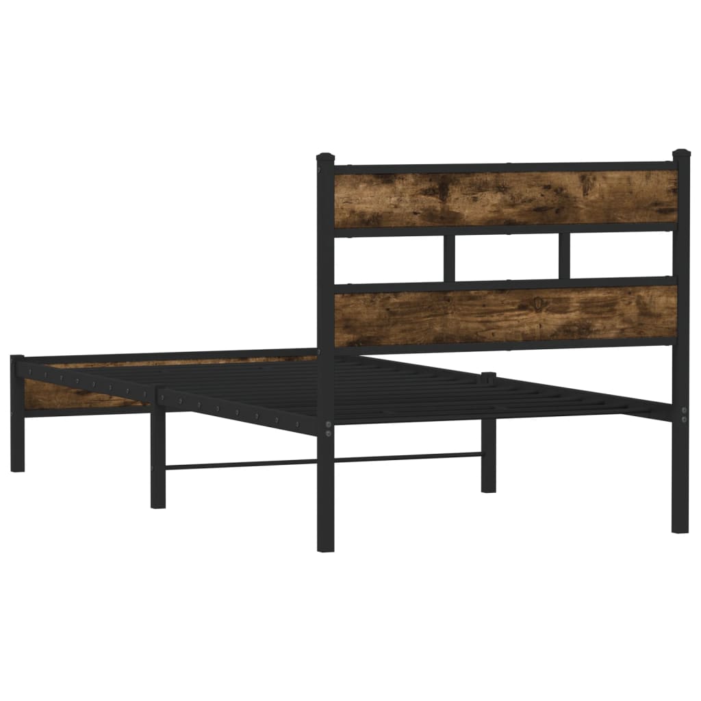 Bed Frame without Mattress with Headboard Smoked Oak Length 200 cm with Headboard & Low Footboard 80 cm