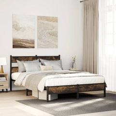 vidaXL Bed Frame without Mattress with Headboard Smoked Oak Length 190 cm with Headboard & Low Footboard