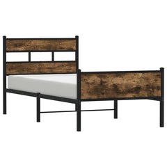 vidaXL Bed Frame without Mattress Smoked Oak 75x190 cm Small Single Engineered Wood 2