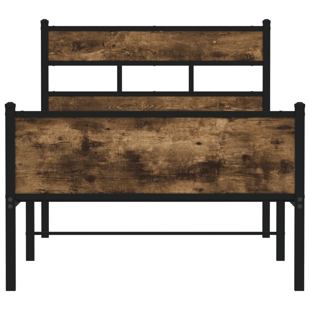 vidaXL Bed Frame without Mattress Smoked Oak 75x190 cm Small Single Engineered Wood 4