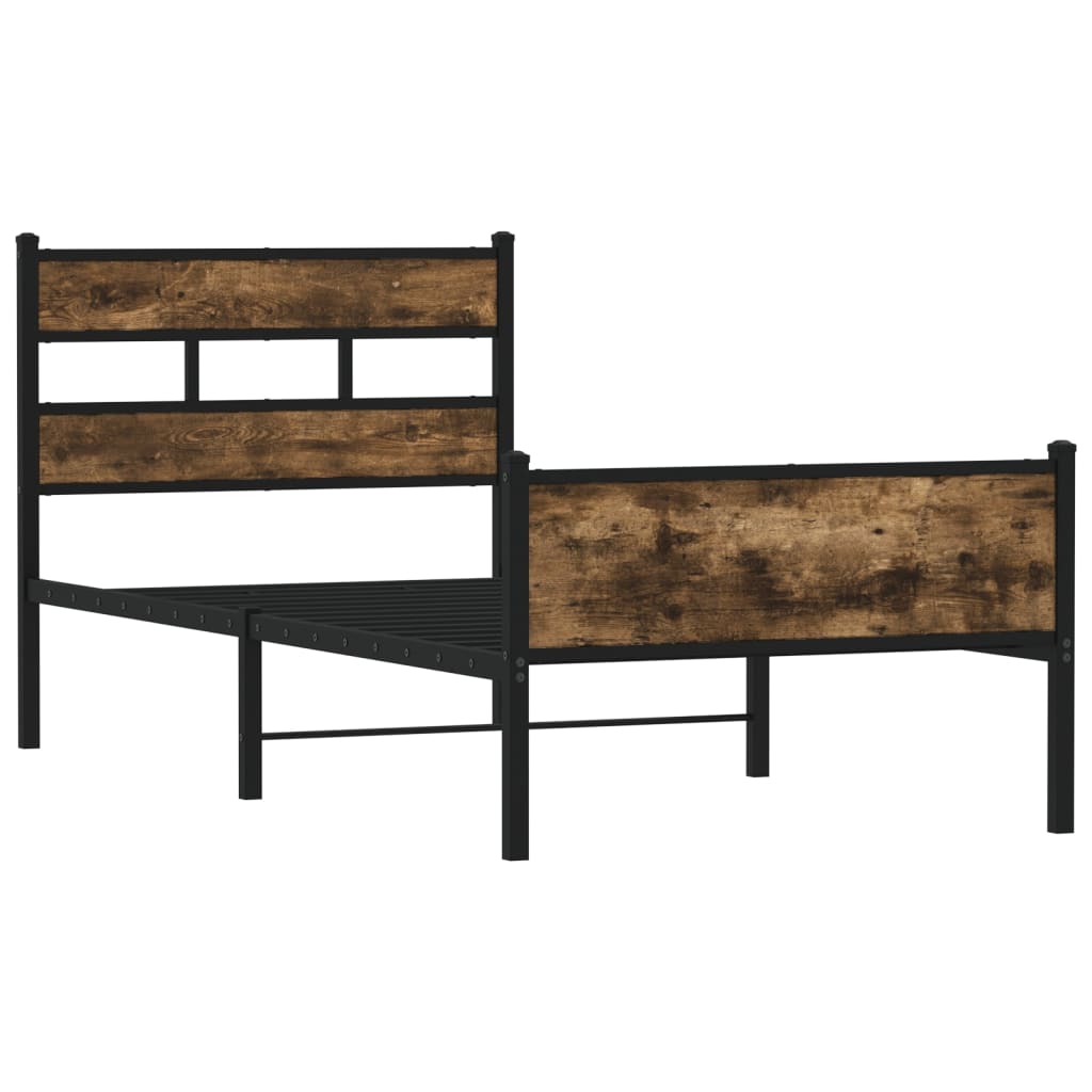 vidaXL Bed Frame without Mattress Smoked Oak 80x200 cm Engineered Wood 3