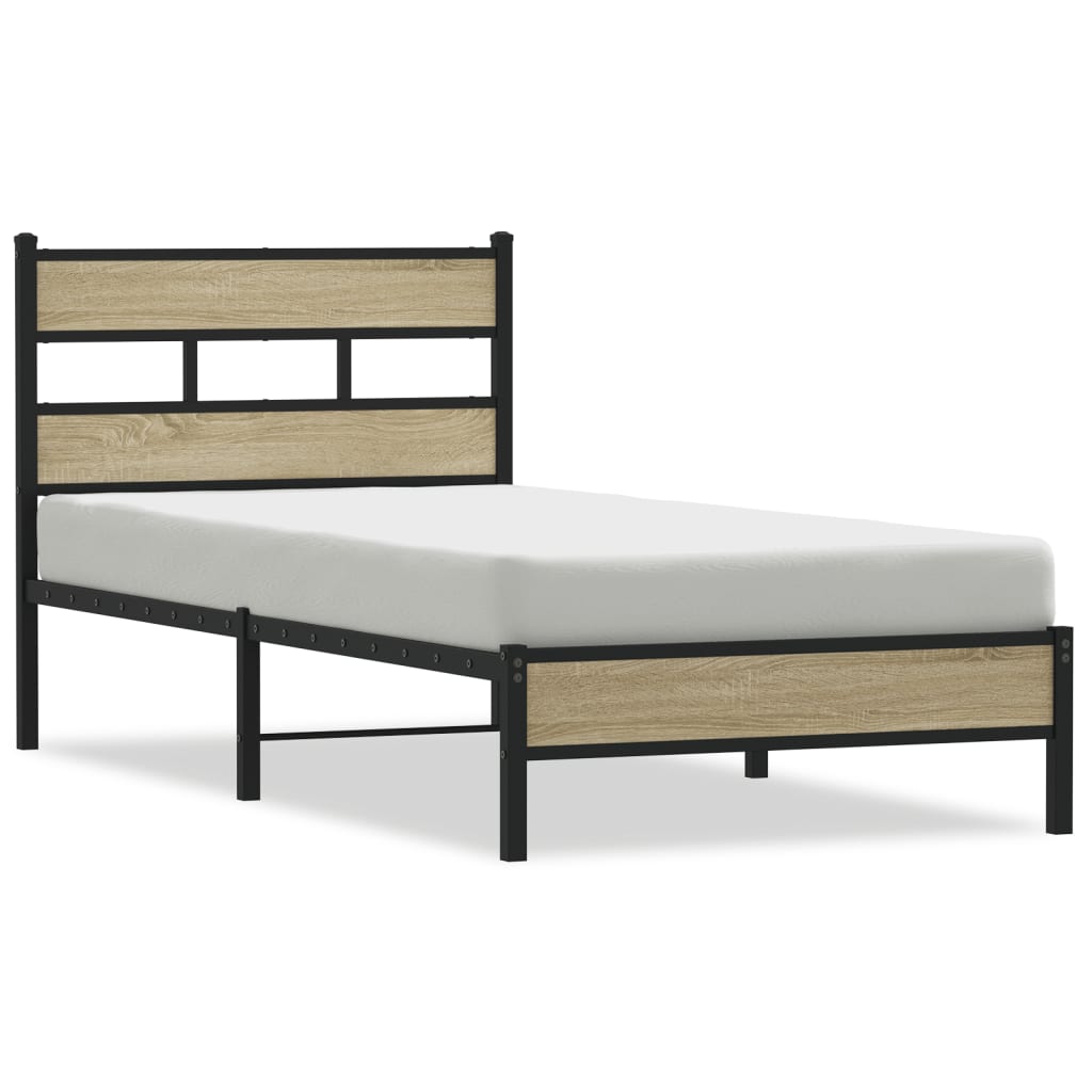 Bed Frame without Mattress Engineered Wood Sonoma Oak Length 200 cm with Headboard & Low Footboard 80 cm