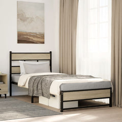 Metal Bed Frame without Mattress Sonoma Oak Length Headboard Dual Low Footboard