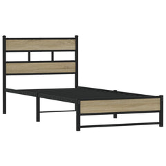 vidaXL Metal Bed Frame without Mattress Sonoma Oak 100x200 cm 3