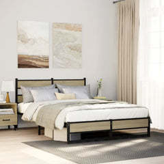 Metal Bed Frame without Mattress Sonoma Oak Length Headboard Dual Low Footboard