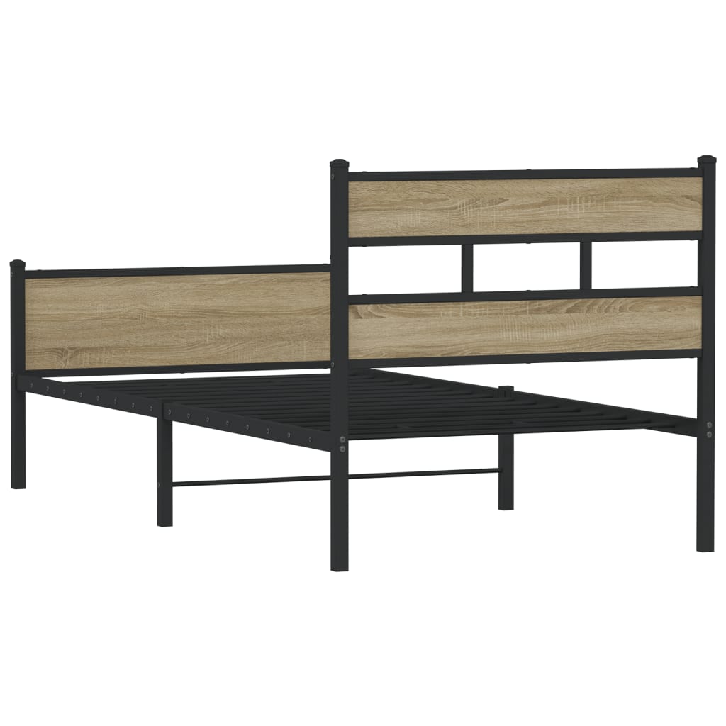 vidaXL Bed Frame without Mattress Sonoma Oak 75x190 cm Small Single Engineered Wood 6