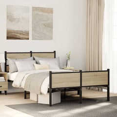 Bed Frame without Mattress Engineered Wood Sonoma Oak Length 190 cm with Headboard & High Footboard 120 cm