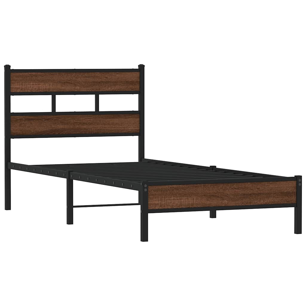 Bed Frame without Mattress Engineered Wood Brown Oak Length 200 cm with Headboard & Low Footboard 90 cm