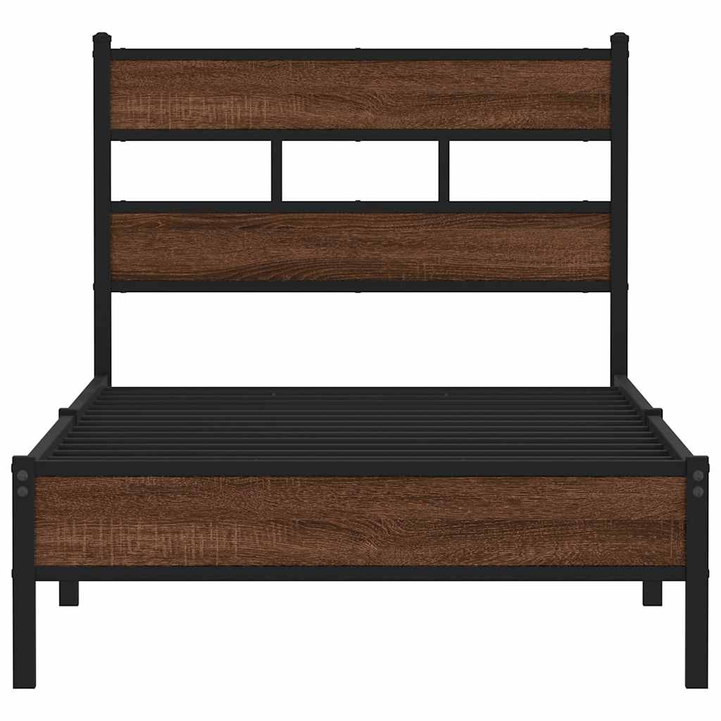 vidaXL Bed Frame without Mattress Brown Oak 90x200 cm Engineered Wood 4