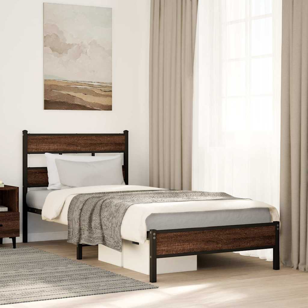 vidaXL Bed Frame without Mattress Brown Oak 90x200 cm Engineered Wood 1