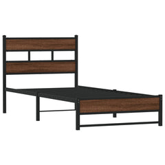 vidaXL Metal Bed Frame without Mattress Brown Oak 90x190 cm Single 3