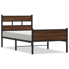 vidaXL Bed Frame without Mattress Brown Oak 90x190 cm Single Engineered Wood 2