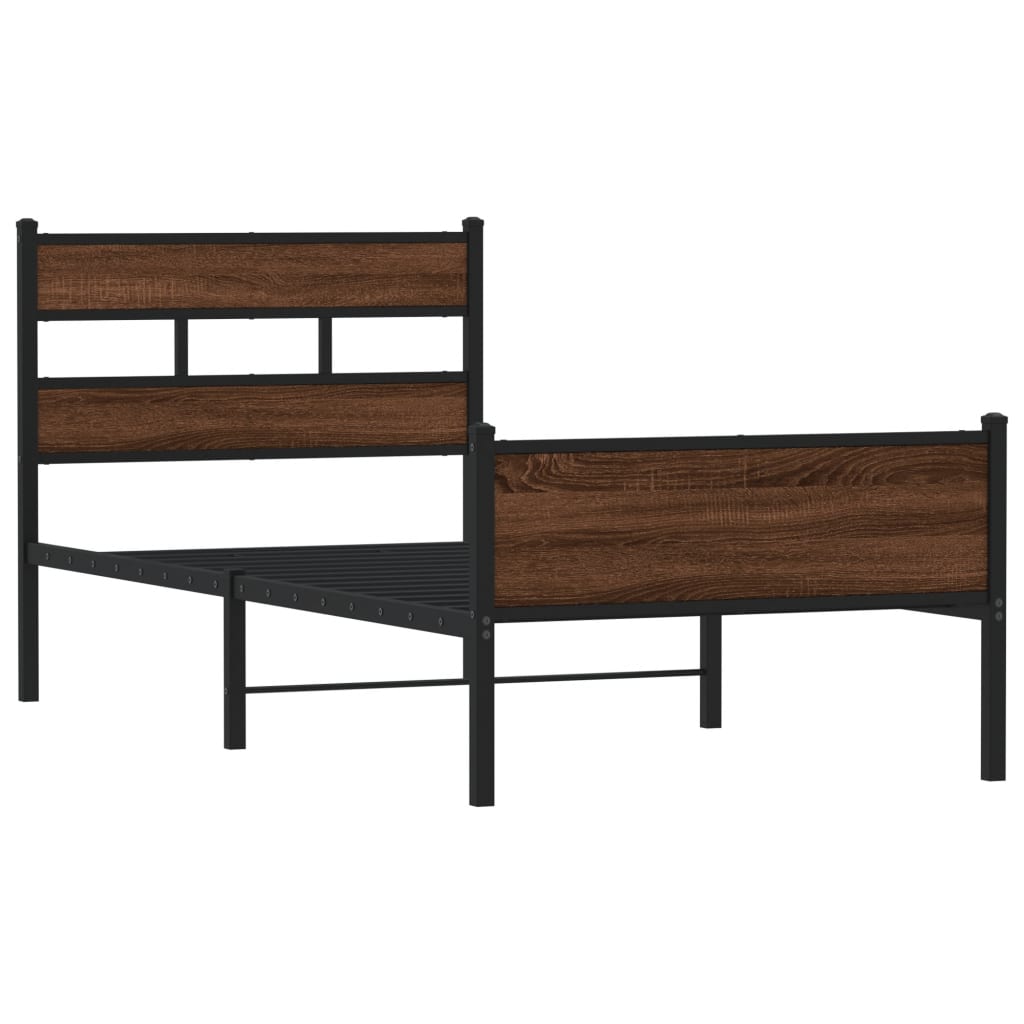 vidaXL Bed Frame without Mattress Brown Oak 90x190 cm Single Engineered Wood 3
