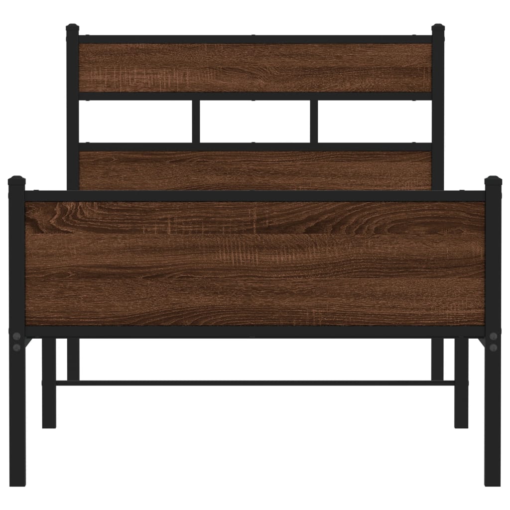 vidaXL Bed Frame without Mattress Brown Oak 90x190 cm Single Engineered Wood 4