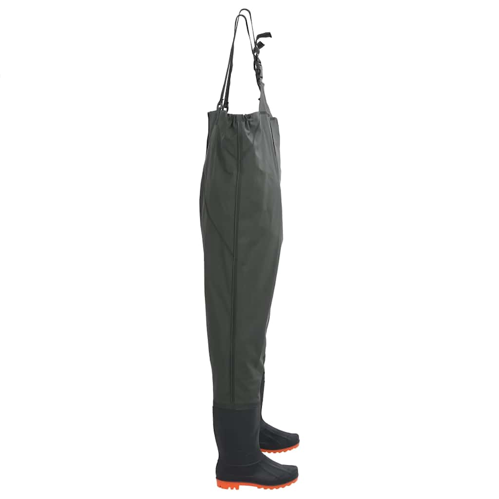 vidaXL Chest Waders with Boots Dark Green Size 43 4
