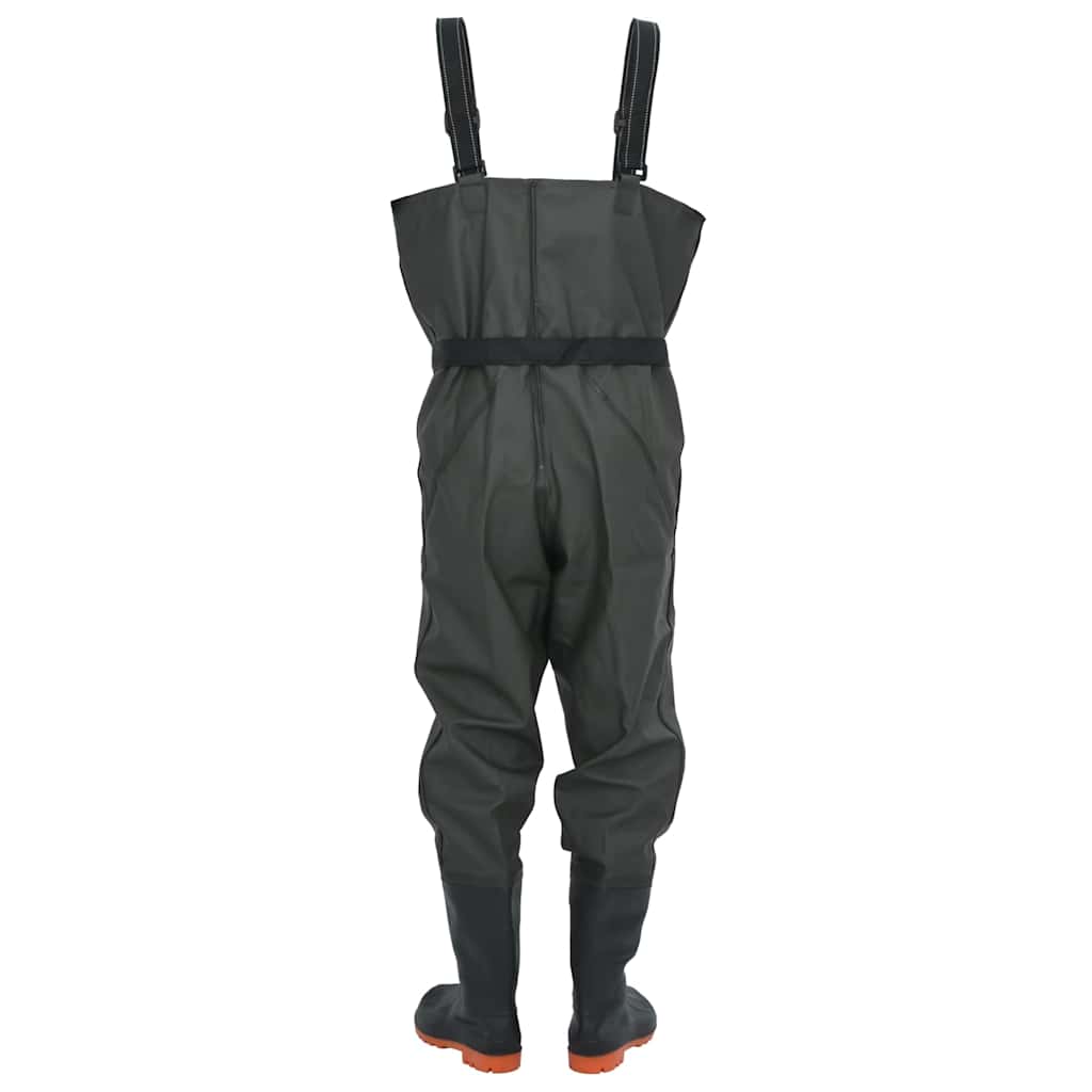 vidaXL Chest Waders with Boots and Belt Dark Green Size 39 4
