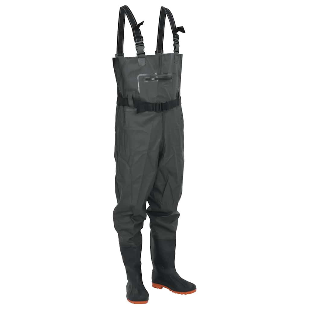 vidaXL Chest Waders with Boots and Belt Dark Green Size 45 1