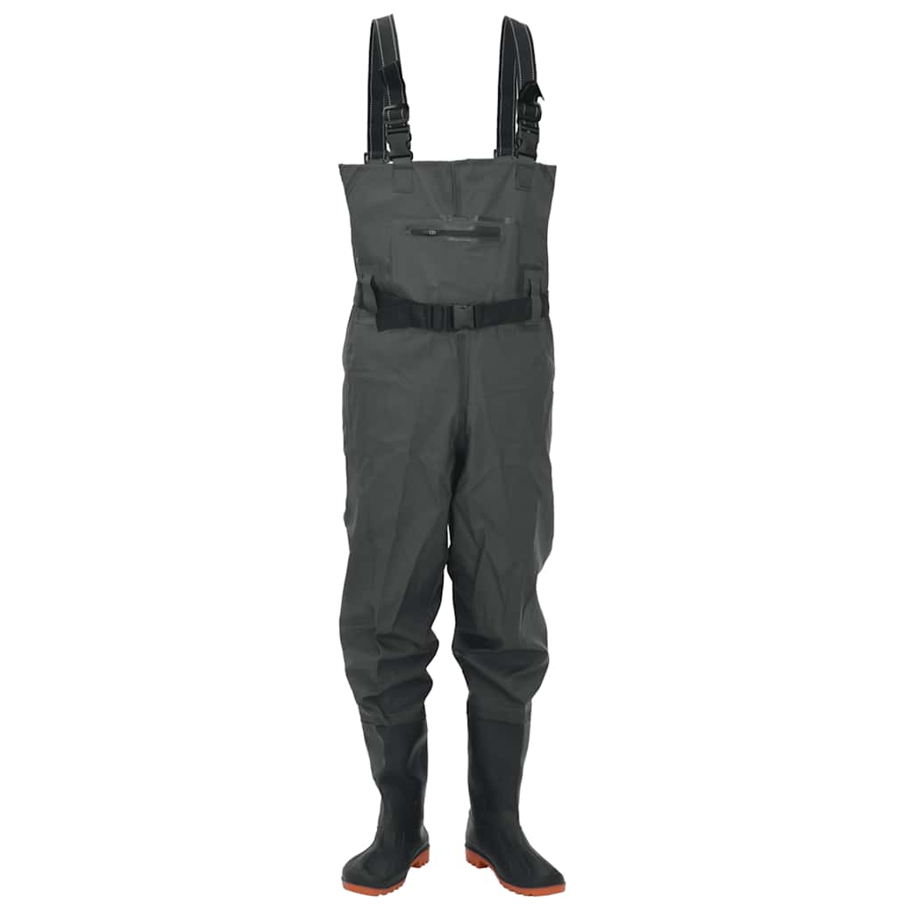 vidaXL Chest Waders with Boots and Belt Dark Green Size 45 2