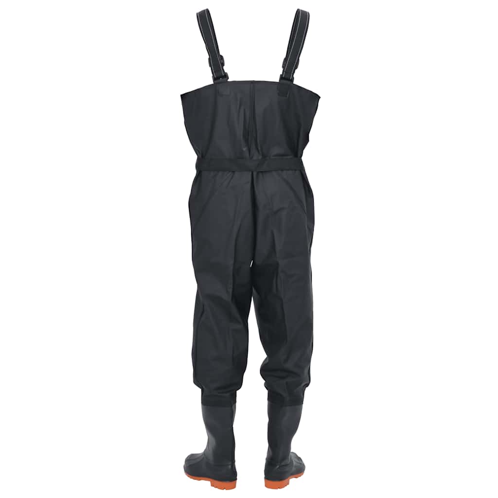 vidaXL Chest Waders with Boots and Belt Black Size 44 4
