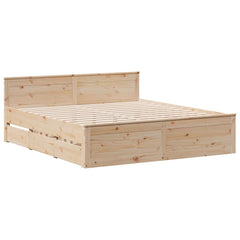 Bed Frame without Mattress with Headboard Length 200 cm Natural 200 cm