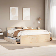 Bed Frame without Mattress with Headboard Length 200 cm Natural 180 cm