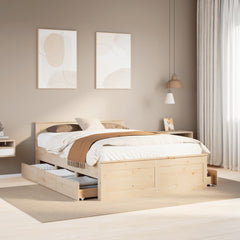Bed Frame without Mattress with Headboard Length 200 cm Natural 150 cm