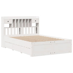 Bookcase Bed without Mattress Solid Wood Pine White 140 cm 200 cm