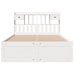 Bookcase Bed without Mattress Solid Wood Pine White 140 cm 200 cm