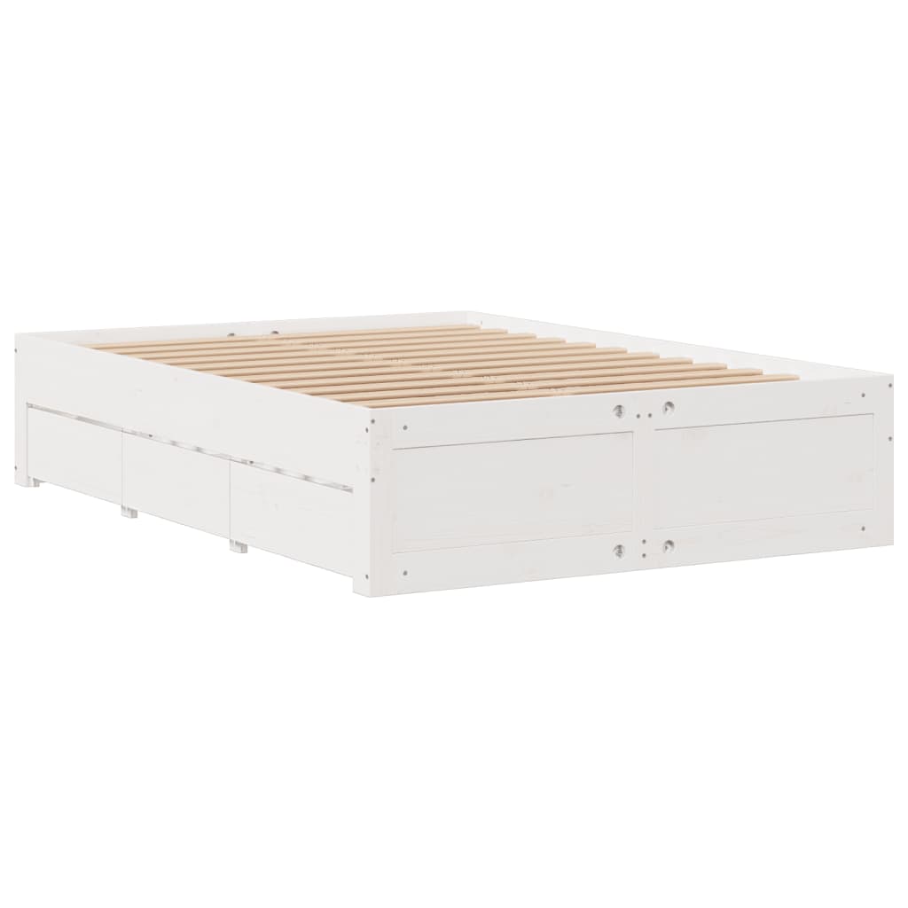 Bookcase Bed without Mattress Solid Wood Pine White 140 cm 200 cm