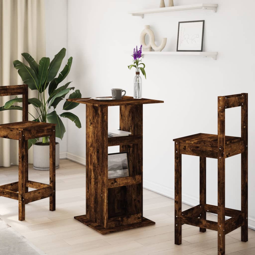 vidaXL Bar Table with Storage Smoked Oak 60x60x102 cm Engineered Wood 3