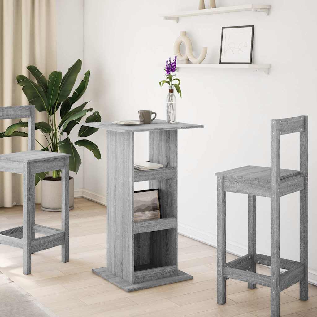 vidaXL Bar Table with Storage Grey Sonoma 60x60x102 cm Engineered Wood 3