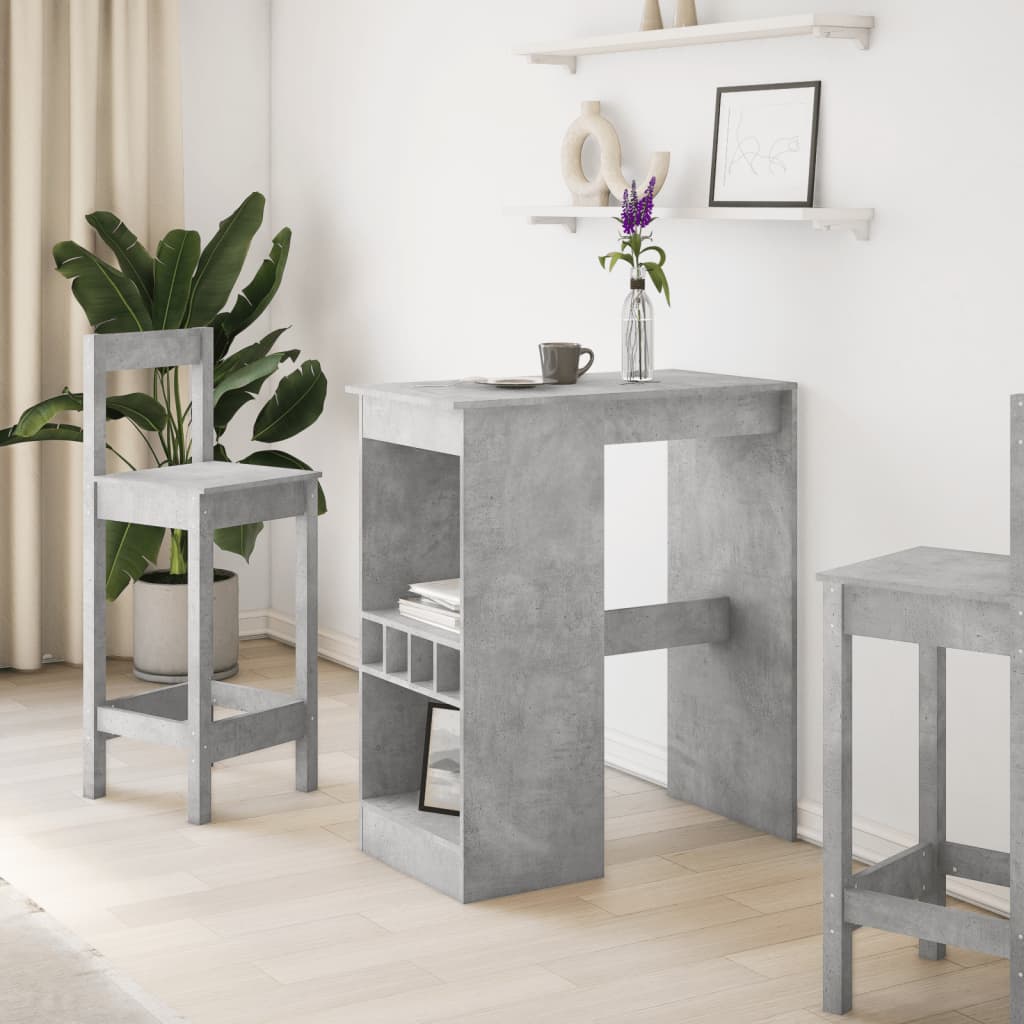 vidaXL Bar Table with Racks Concrete Grey 90x47.5x103.5 cm Engineered Wood 3
