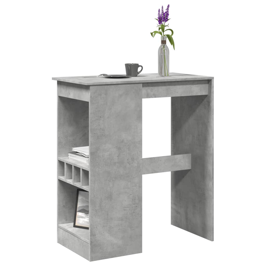 vidaXL Bar Table with Racks Concrete Grey 90x47.5x103.5 cm Engineered Wood 1