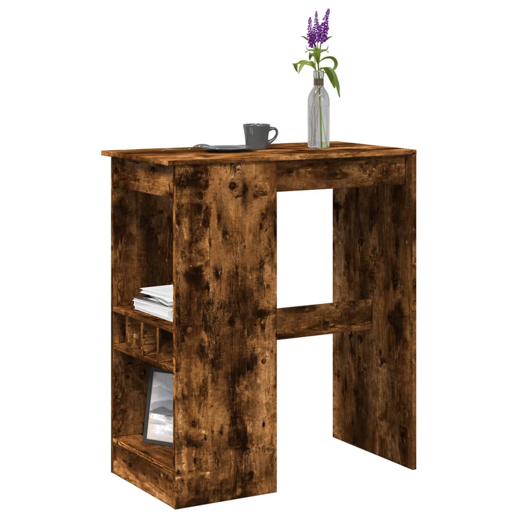 vidaXL Bar Table with Racks Smoked Oak 90x47.5x103.5 cm Engineered Wood 1