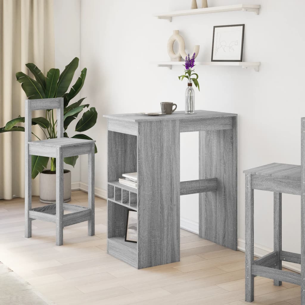 vidaXL Bar Table with Racks Grey Sonoma 90x47.5x103.5 cm Engineered Wood 3