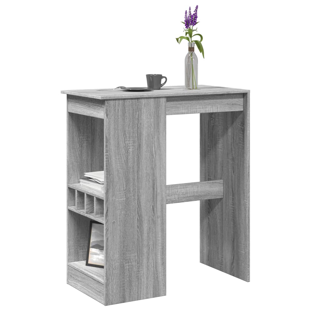 vidaXL Bar Table with Racks Grey Sonoma 90x47.5x103.5 cm Engineered Wood 1