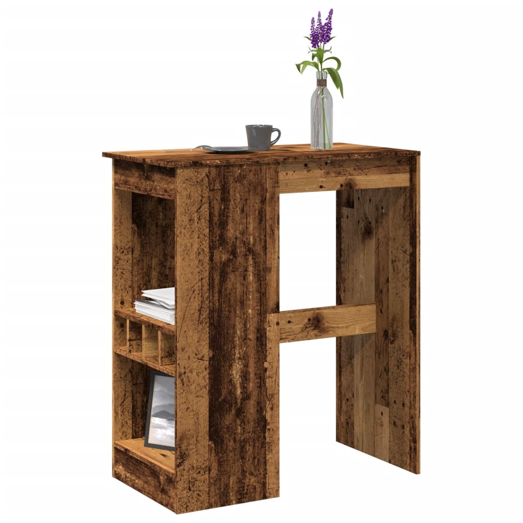 vidaXL Bar Table with Racks Old Wood 90x47.5x103.5 cm Engineered Wood 1