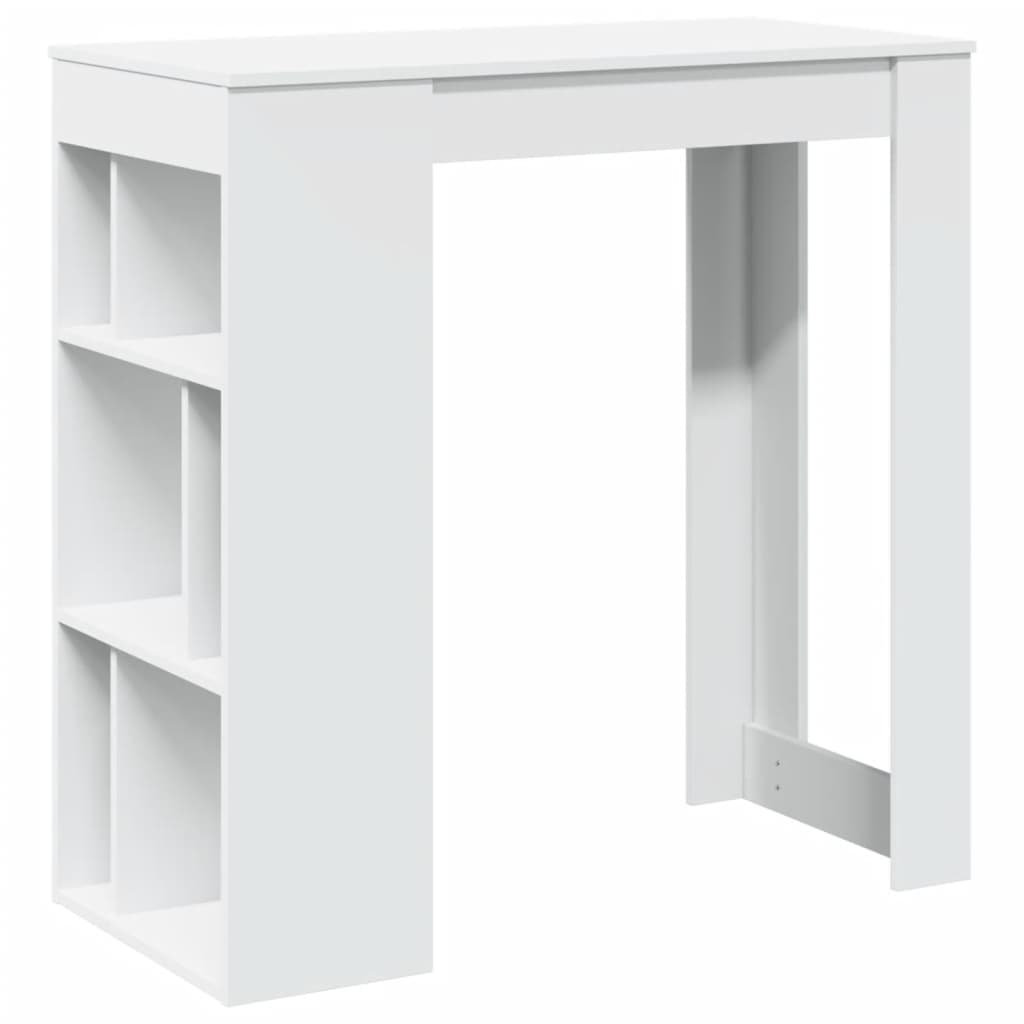 vidaXL Bar Table with Racks White 102x50x103.5 cm Engineered Wood 2