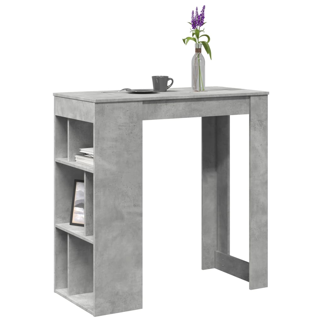 vidaXL Bar Table with Racks Concrete Grey 102x50x103.5 cm Engineered Wood 1
