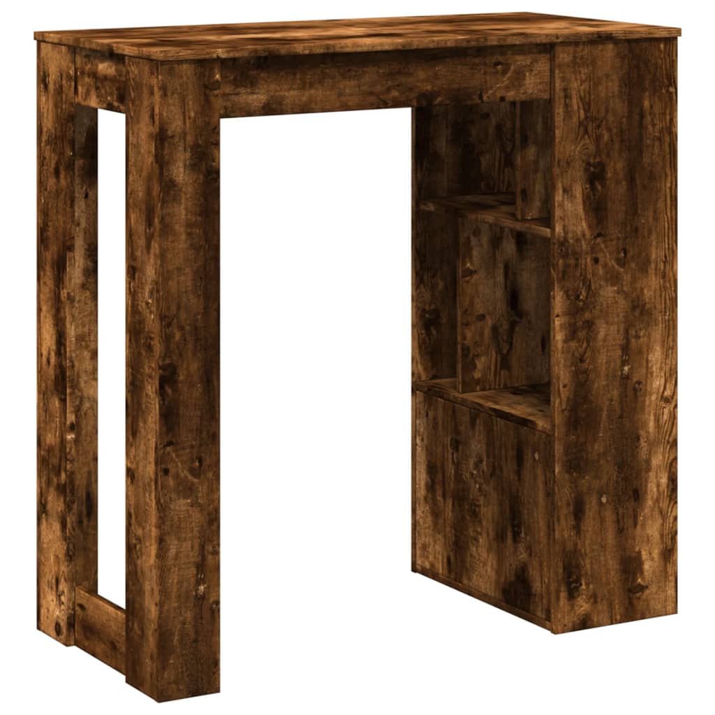 vidaXL Bar Table with Racks Smoked Oak 102x50x103.5 cm Engineered Wood 6