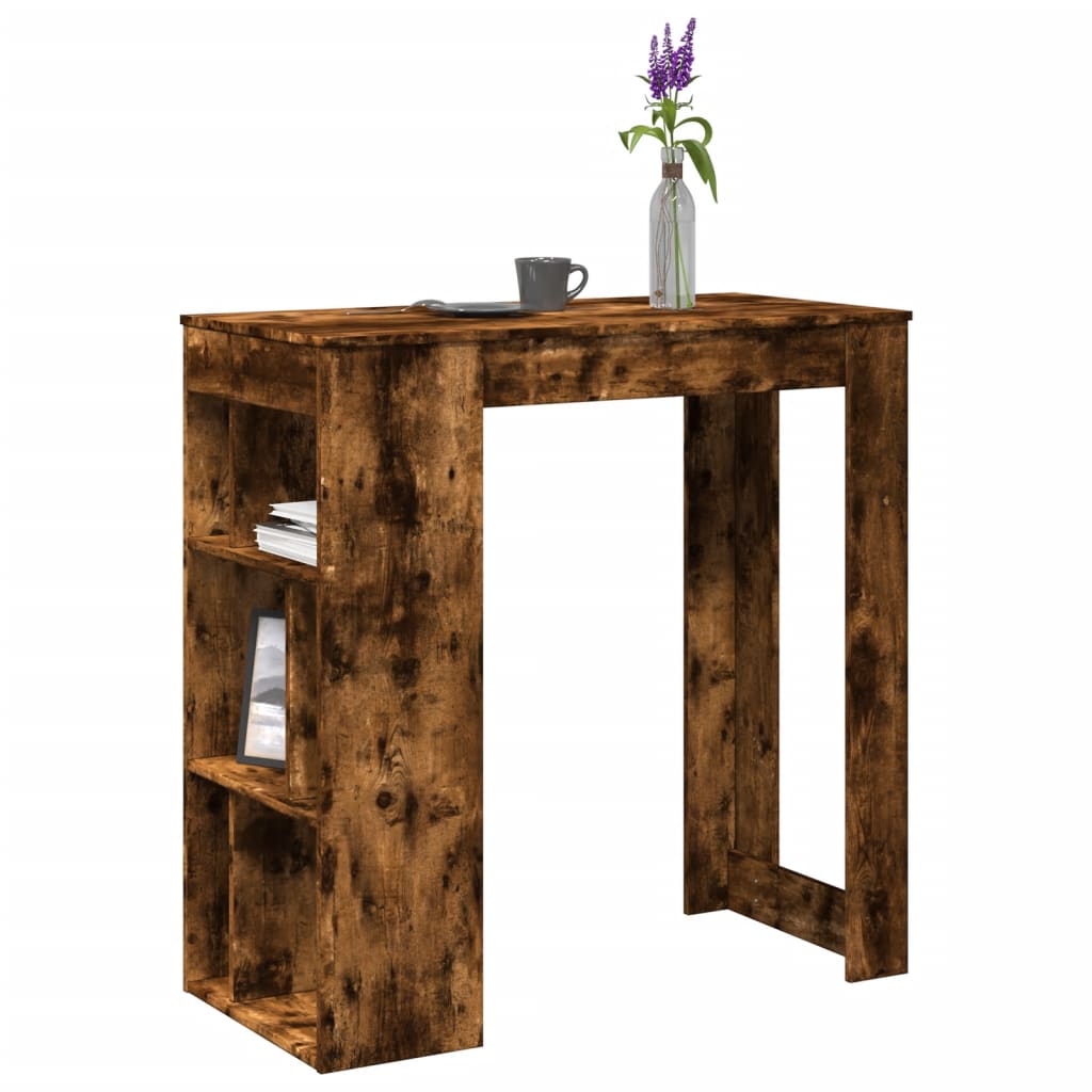 vidaXL Bar Table with Racks Smoked Oak 102x50x103.5 cm Engineered Wood 1